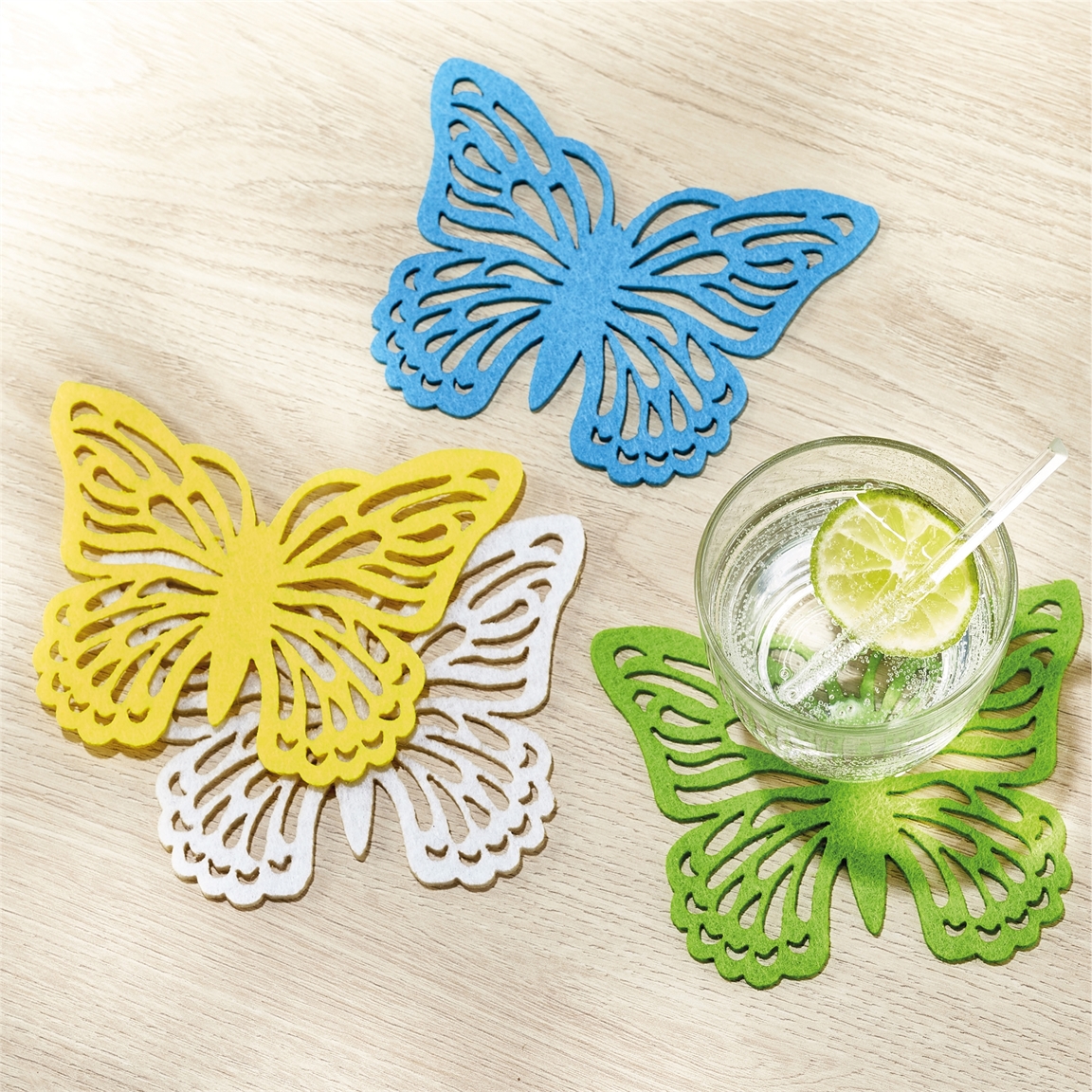 Lot de 4 dessous de verre papillons