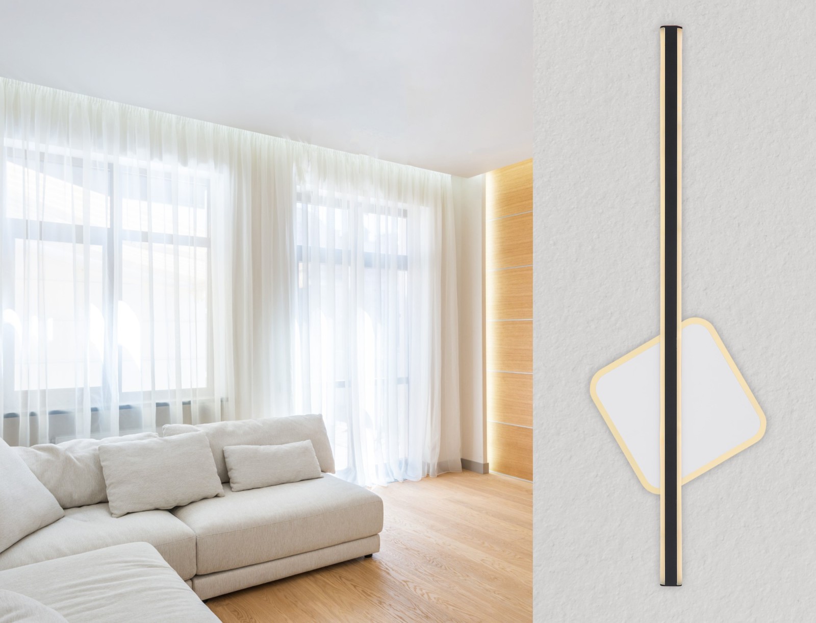 LED-Wandleuchte - weiß-schwarz matt - 70 cm