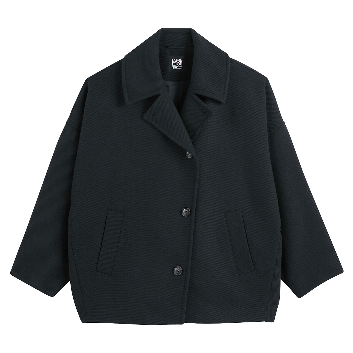 COLEÇÃO LA REDOUTE<br>Casaco curto oversized com fecho de botão