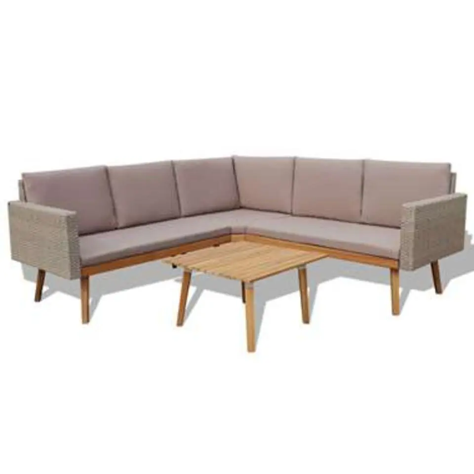 vidaXL - Tuinbank Set - Grijs - Poly rattan