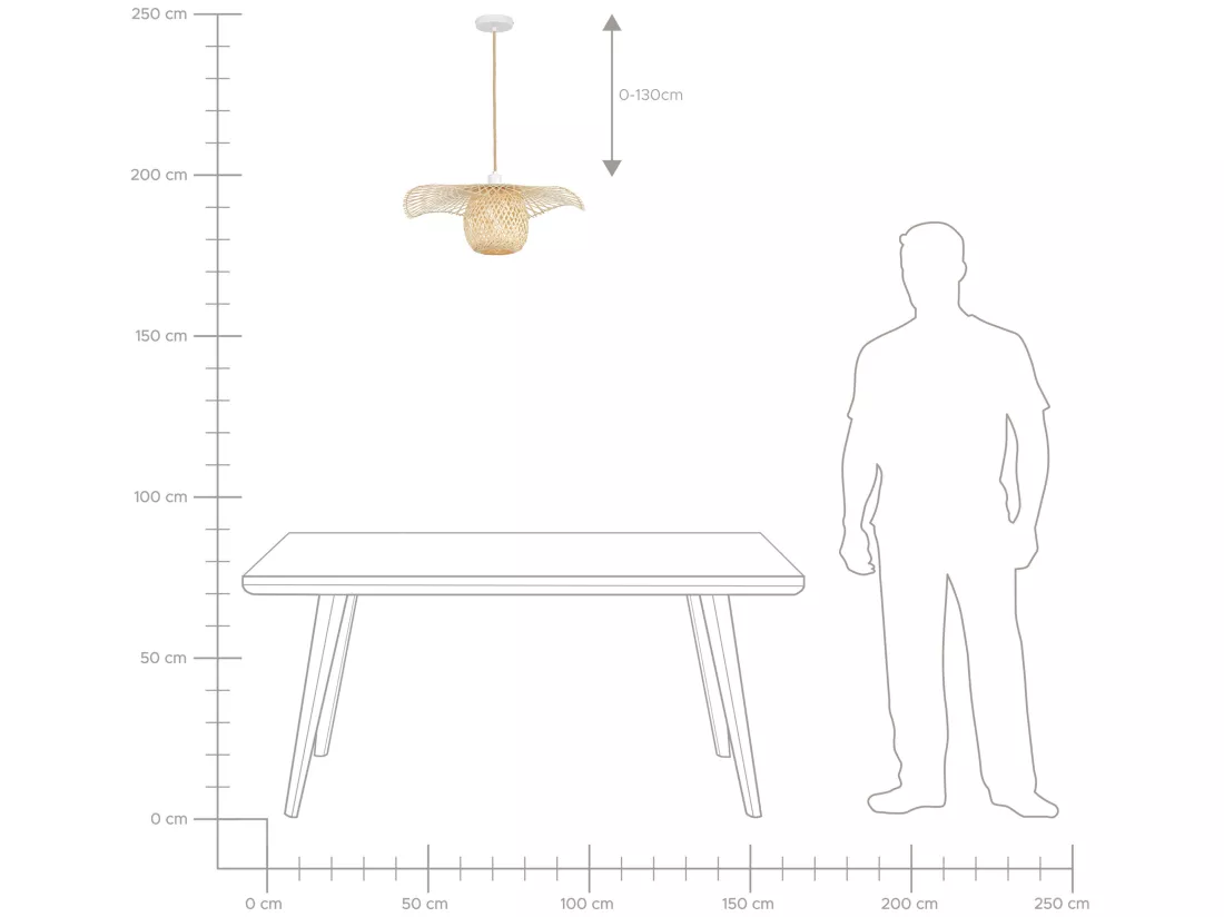 Lampe suspension BONITO Bambou Marron clair