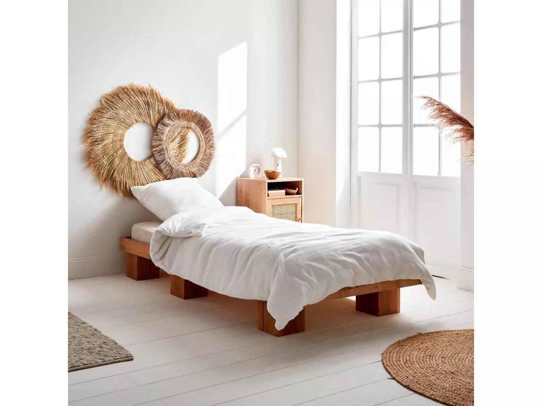 Parure de lit gaze de coton / coton. 1 place. 1 housse de couette avec 1 taie d'oreiller 140 x 200 cm