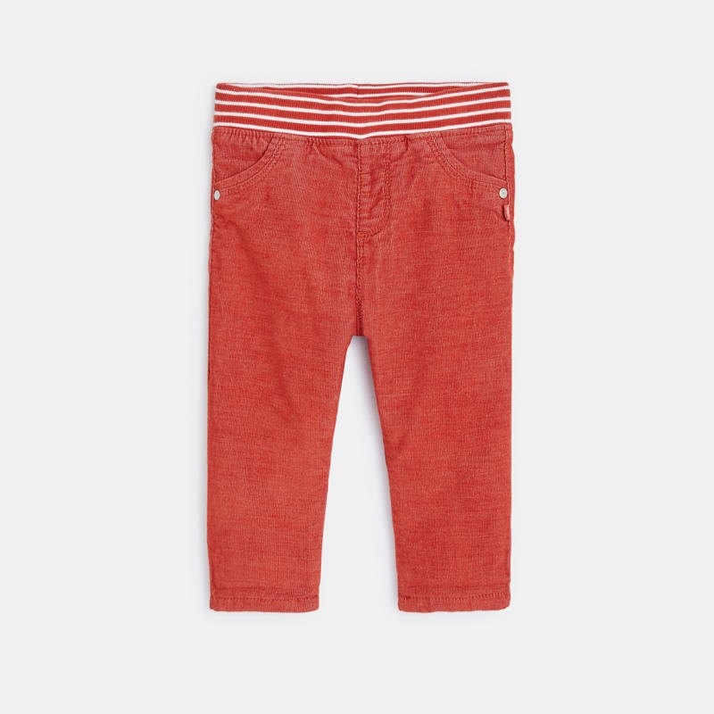 Pantalon velours milleraie taille élastiquée orange bébé garçon Orange