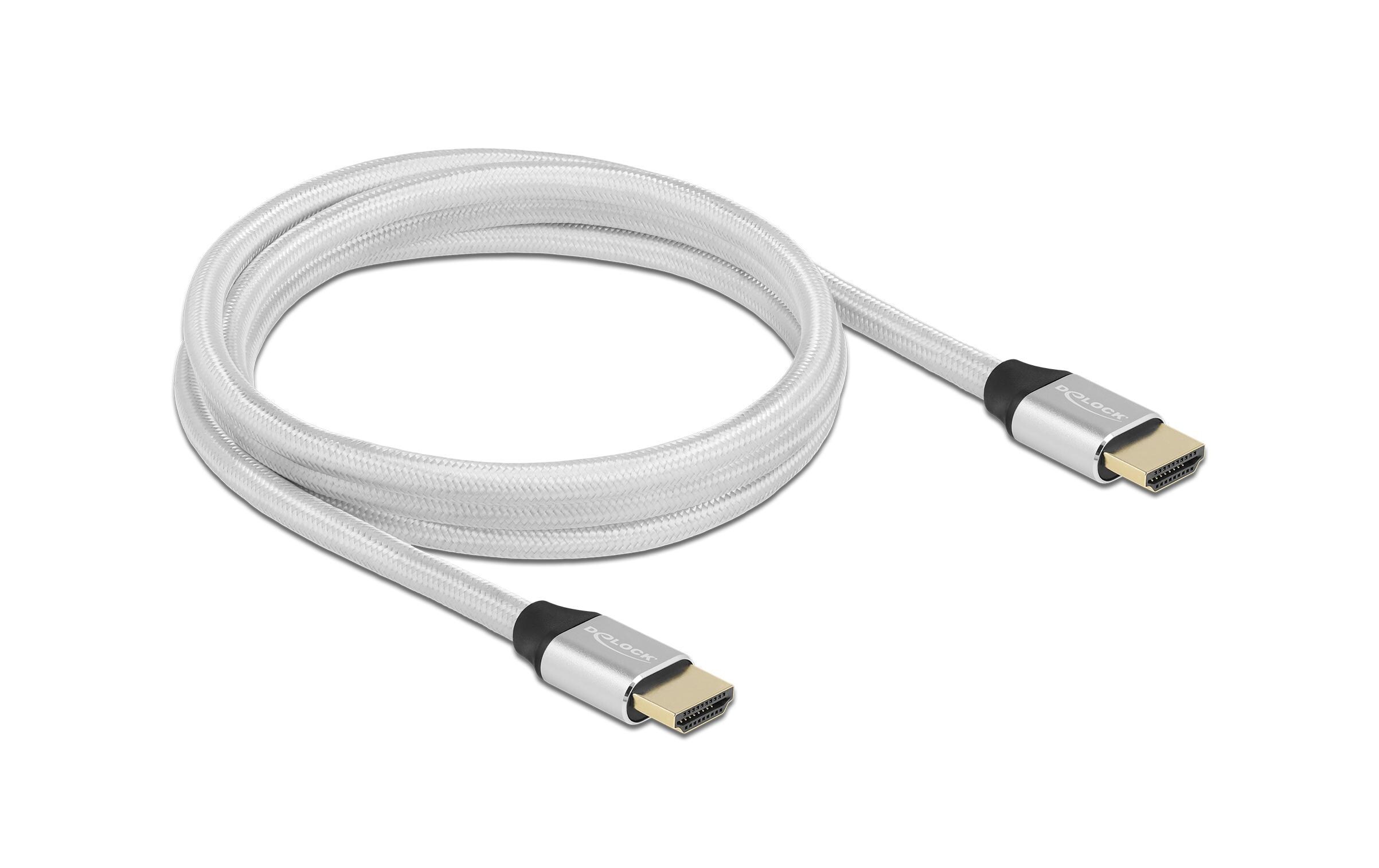 Kabel 8K 60Hz HDMI - HDMI, 2 m, SilberDelock Ultra High Speed HDMI Kabel 48 Gbps 8K 60 Hz silber 2 m zertifiziert