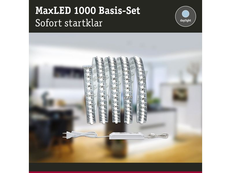 Paulmann LED-Stripe MaxLED 1000 6500 K, 1.5 m Basisset Unbeschichteter LED-Streifen, kürzbar