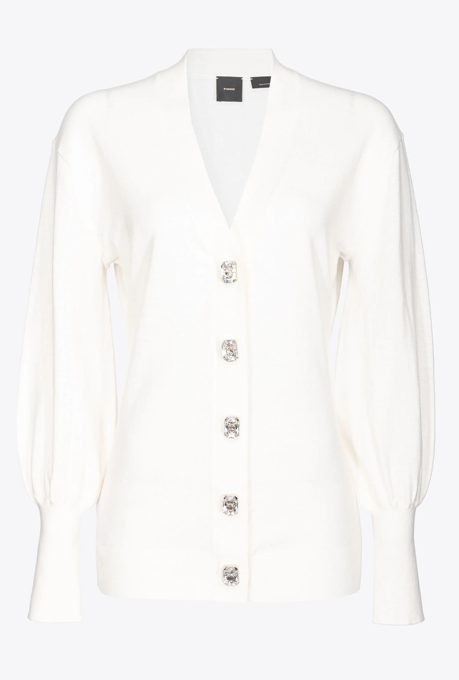 Cardigan confort à boutons bijoux | Blanc