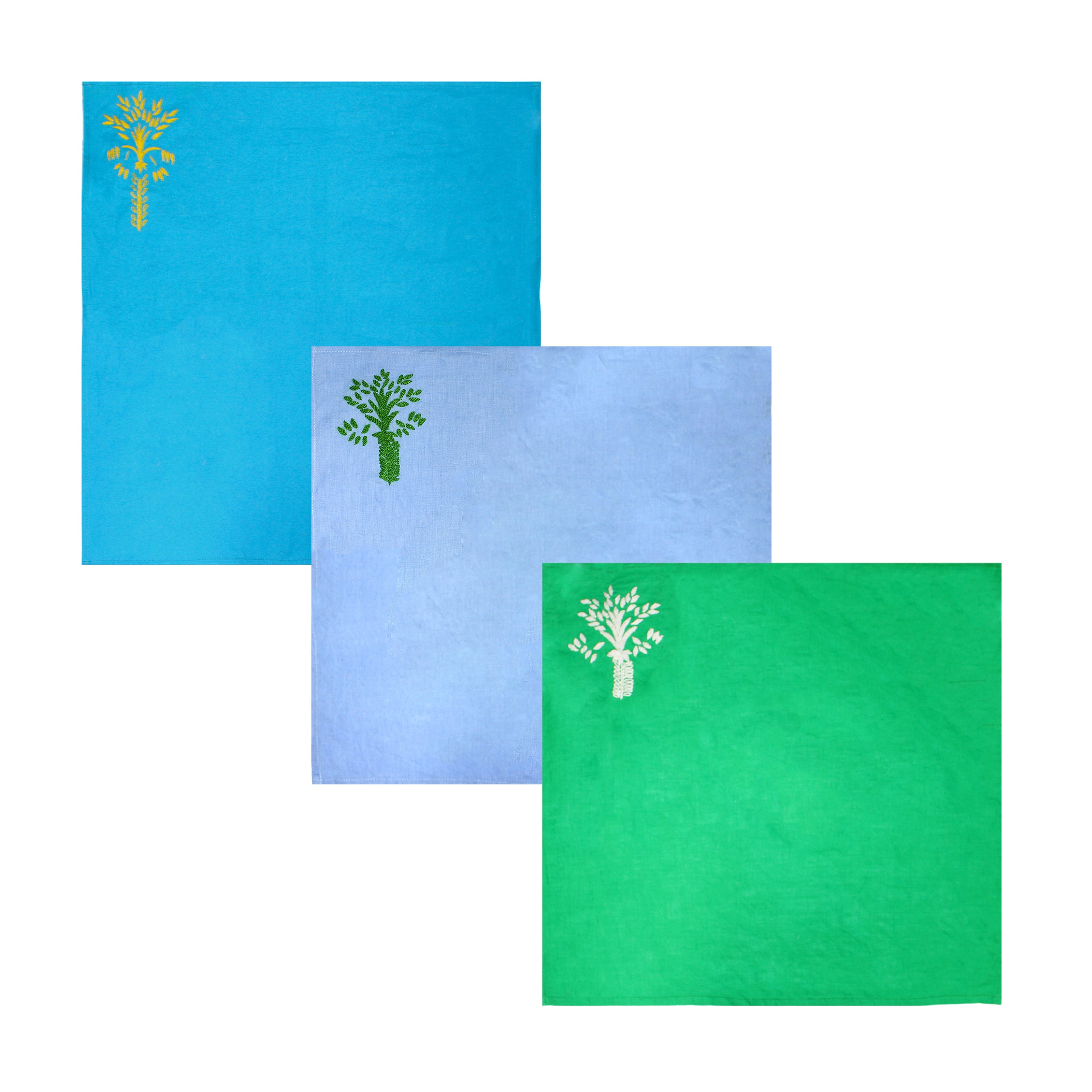 Serviette en lin brodée à la main (Lot de 4)