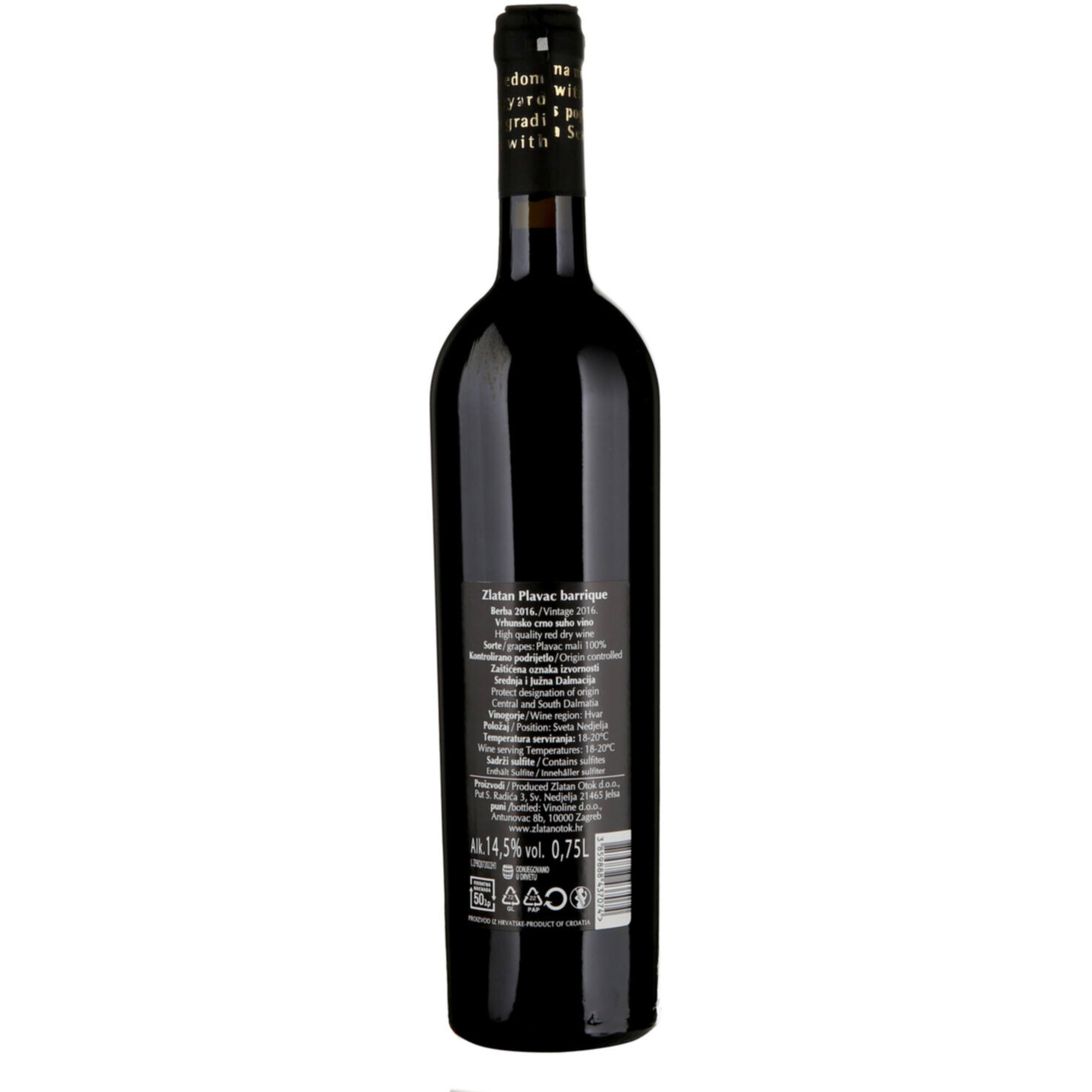Plavac Mali Barrique Zlatan Otok -75cl