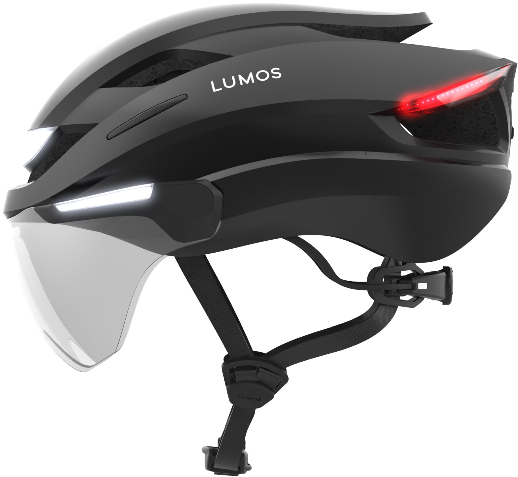(Gr. M/L) Ultra E-Bike Verstellbarer Fahrrad Helm Velo Kopf Schutz mit Front- und Rücklicht / Blinkerfunktion / Visier - Schwarz