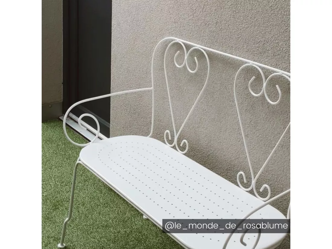 Banc de jardin en métal façon fer forgé - Blanc - GUERMANTES de MYLIA