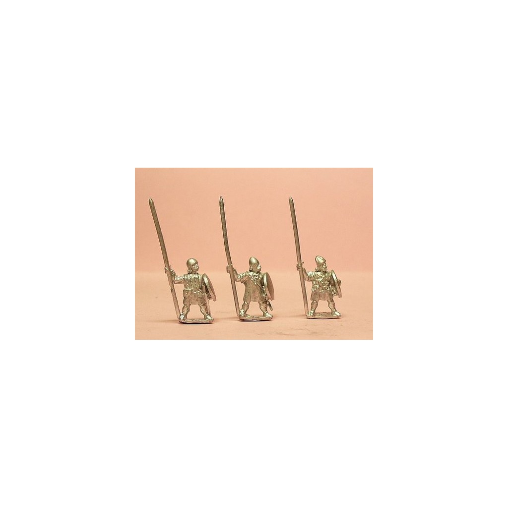 Medium Infantry in assorted helms with Long Spear & Round Shield