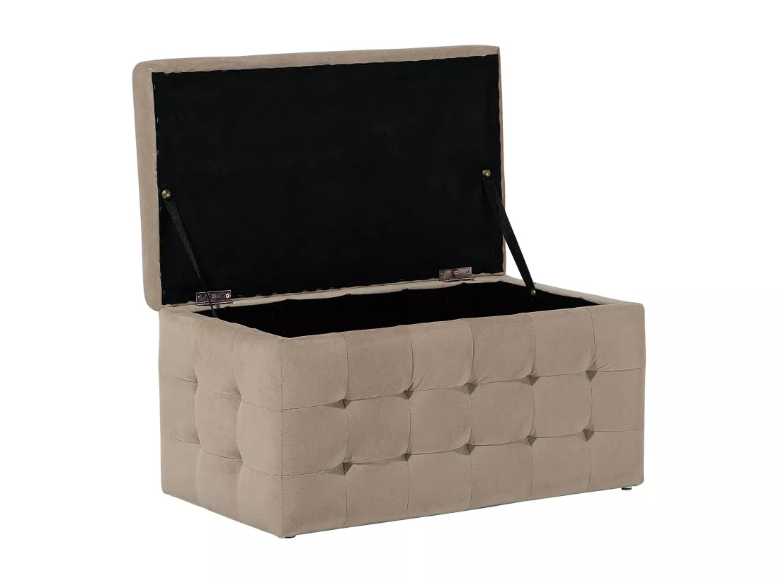 Pouf de rangement MICHIGAN Velours 72 cm 42 cm Marron clair