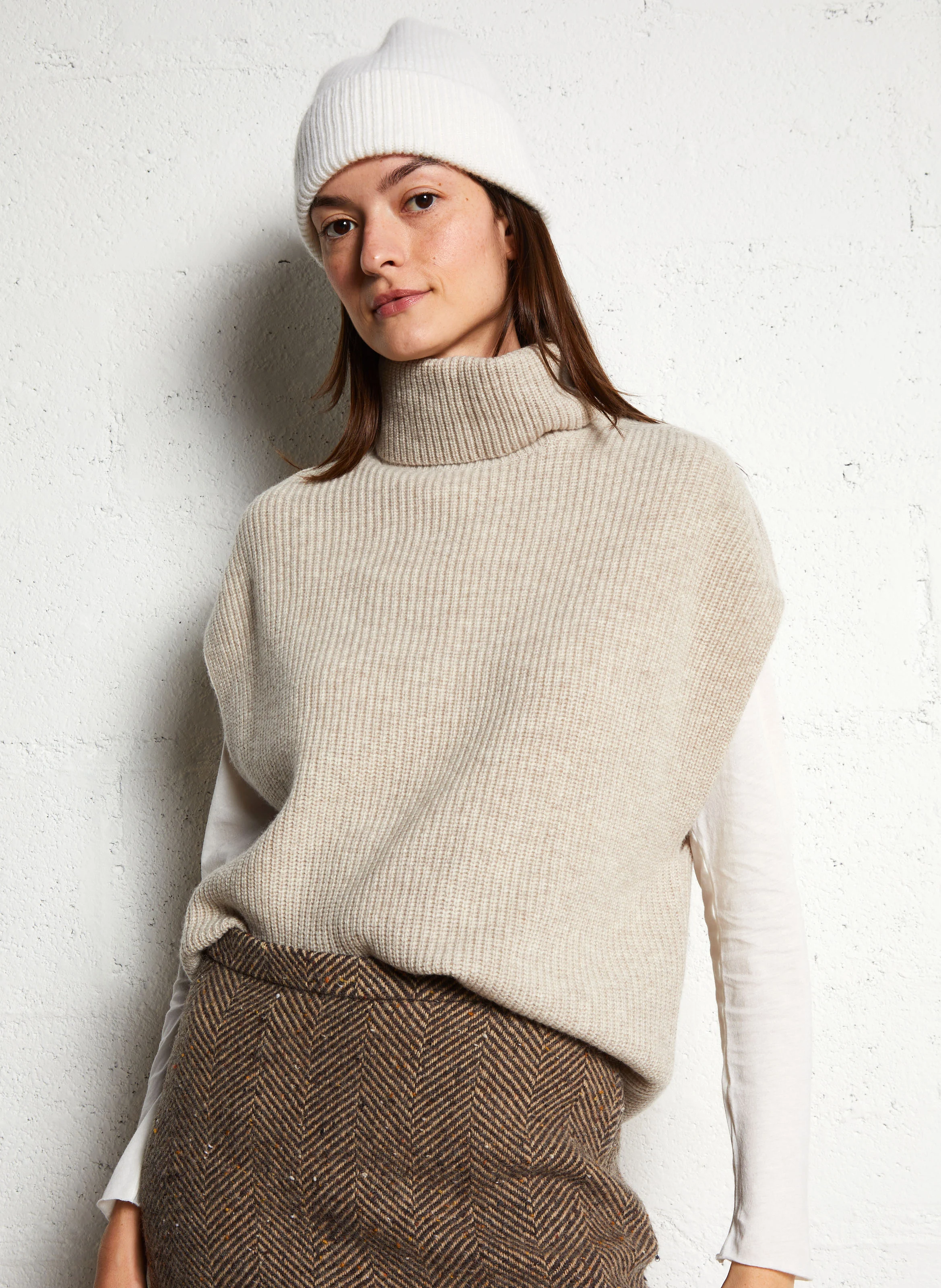 MYLAND - Col roulé droit en laine et cachemire | Beige