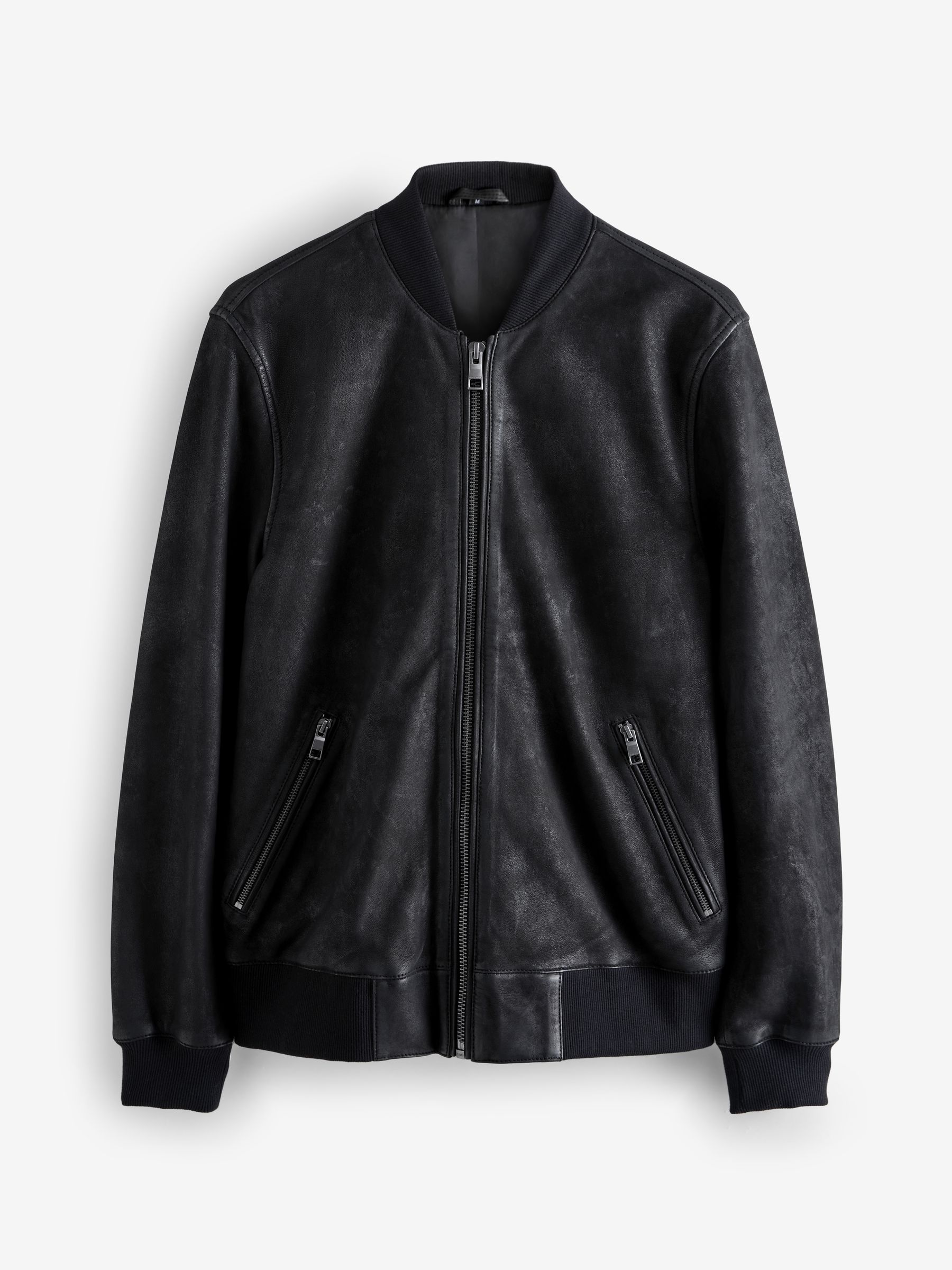 Zwart - Nubuck leren bomberjack