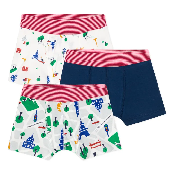 Petit Bateau Lot 3 Boxers Paris | Bleu