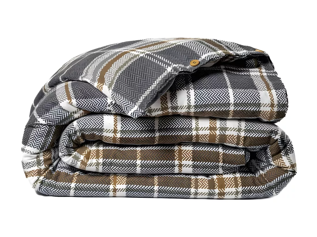 WILLIAM - Housse de Couette 260x240cm Flanelle de Coton Motif à Carreaux