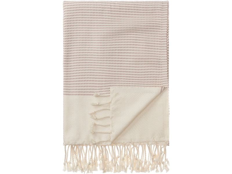 Urbanara Strandtuch Bolu 95 x 180 cm, Rosa / Naturweiss Badetuch