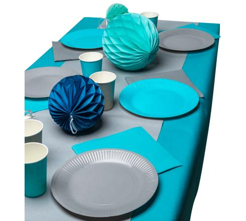 (20er Set) Ø23cm Pappteller Einweg Papier Teller Party Geschirr Tisch Deko (79216I) - Türkis