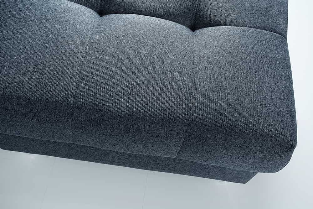 Moderne Wohnlandschaft KENT 220cm anthrazit Ecksofa Federkern inkl. Hocker und Kissen