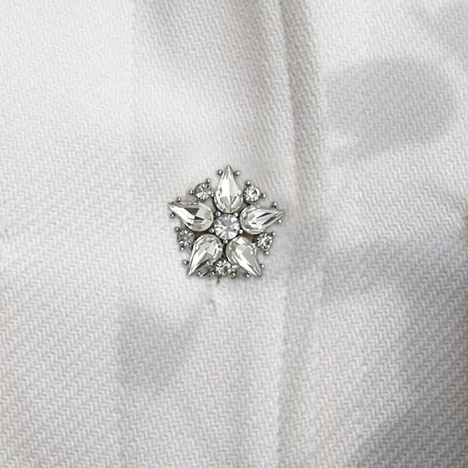 (2er Set) Strass Knopf Abdeckung Manschetten Clip Fashion Accessoire Schneeflocke - Silber