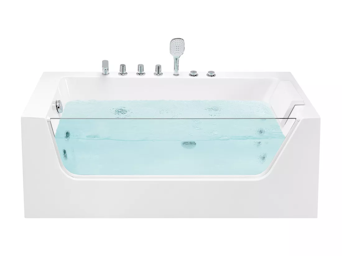 Baignoire balnéo angle droit blanche 170 x 80 cm PUQUIO
