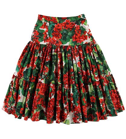 Dolce & Gabbana Nederdel - Portofino - R?d/ Grøn m. Blomster
