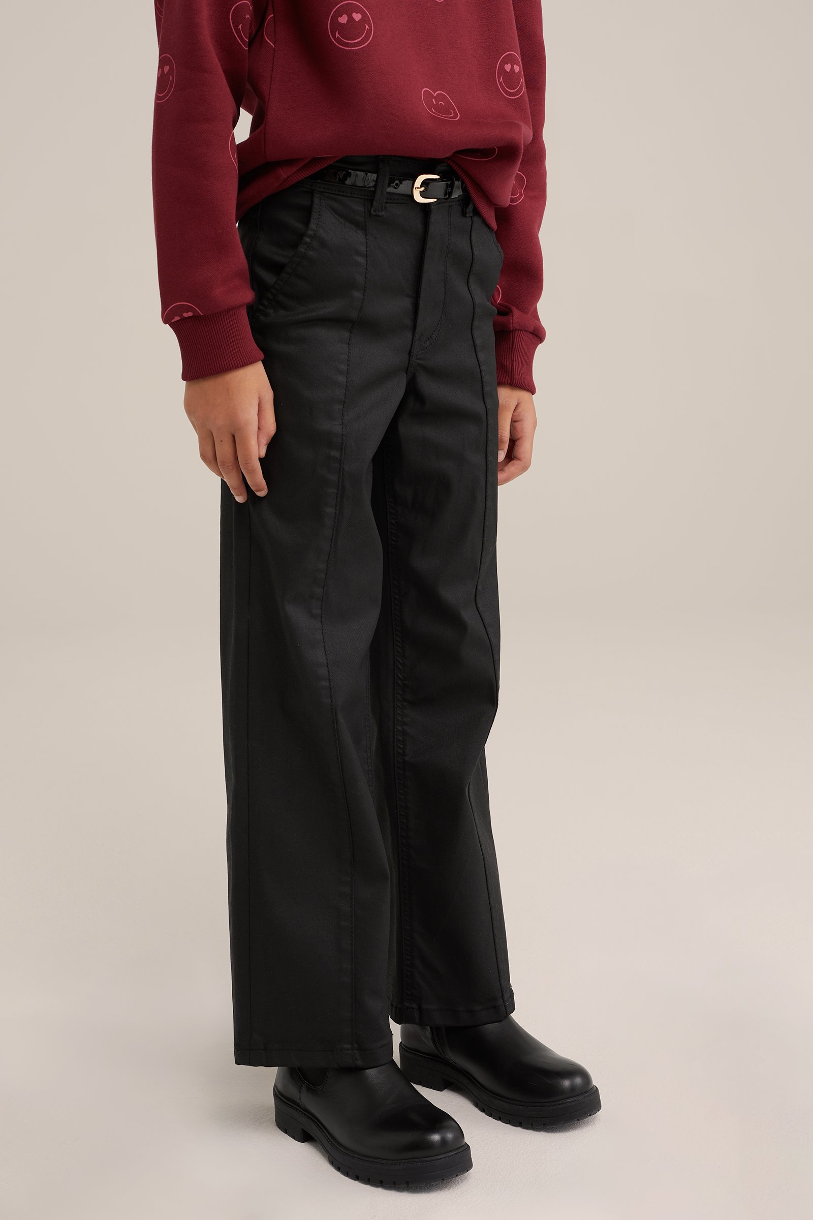 Meisjes wide leg coated jeans Blue Ridge Zwart