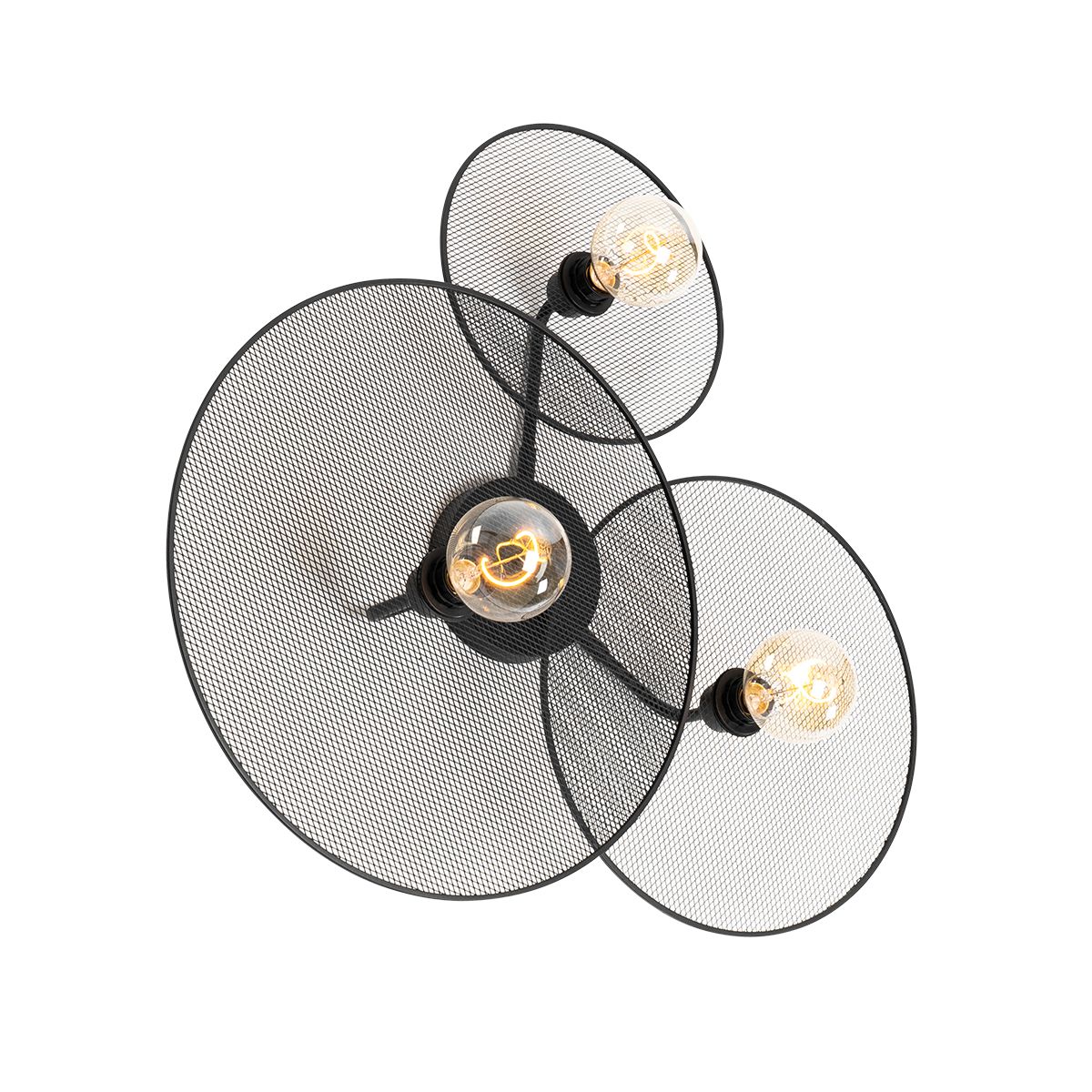 Design plafondlamp zwart met mesh 3-lichts - Jane