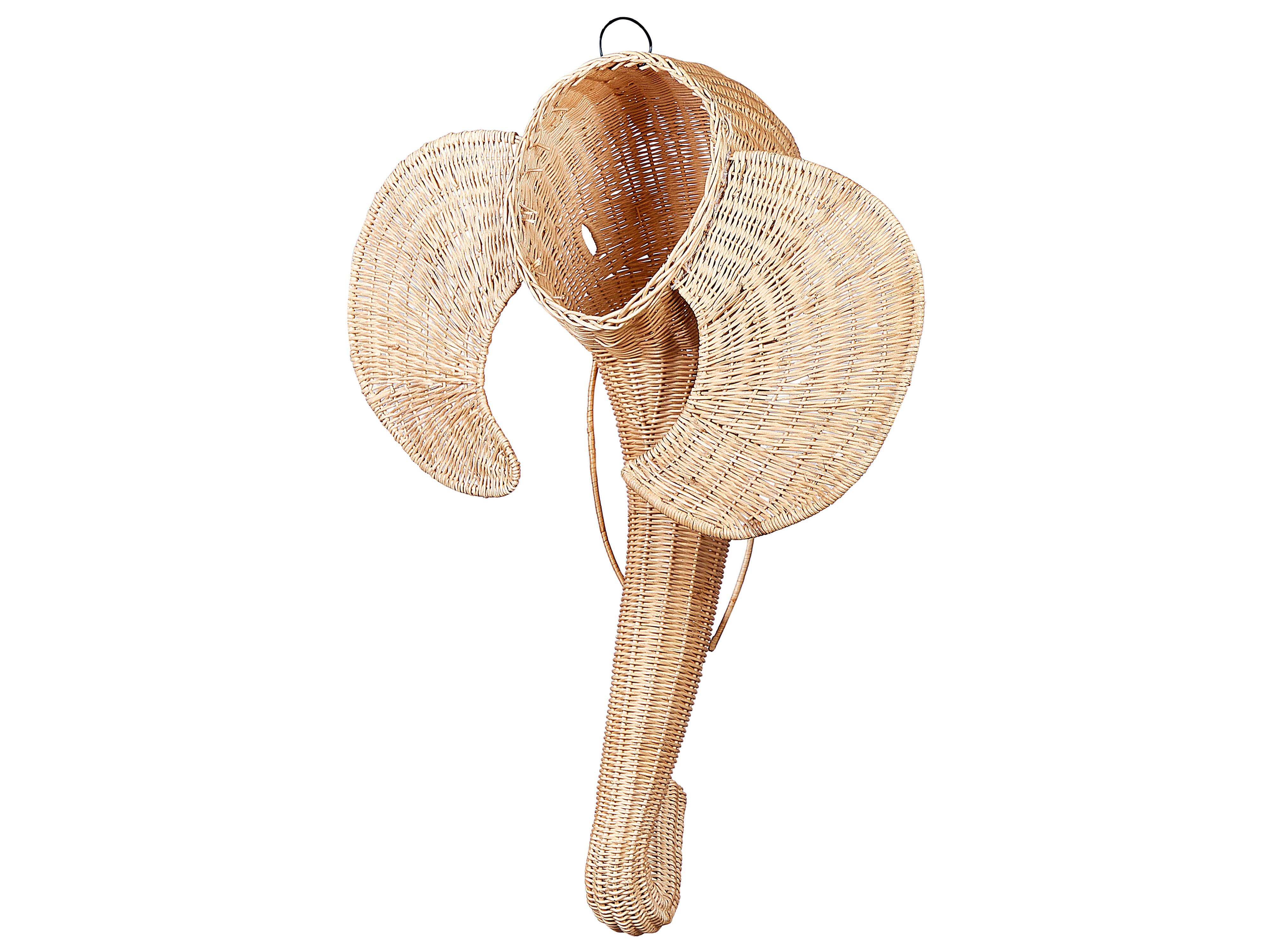 Wanddecoratie Olifant GRUNEY Rotan 83 cm Natuurlijk