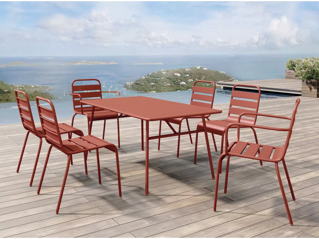 Lot de 2 fauteuils de jardin empilables en métal - Terracotta - MIRMANDE de MYLIA