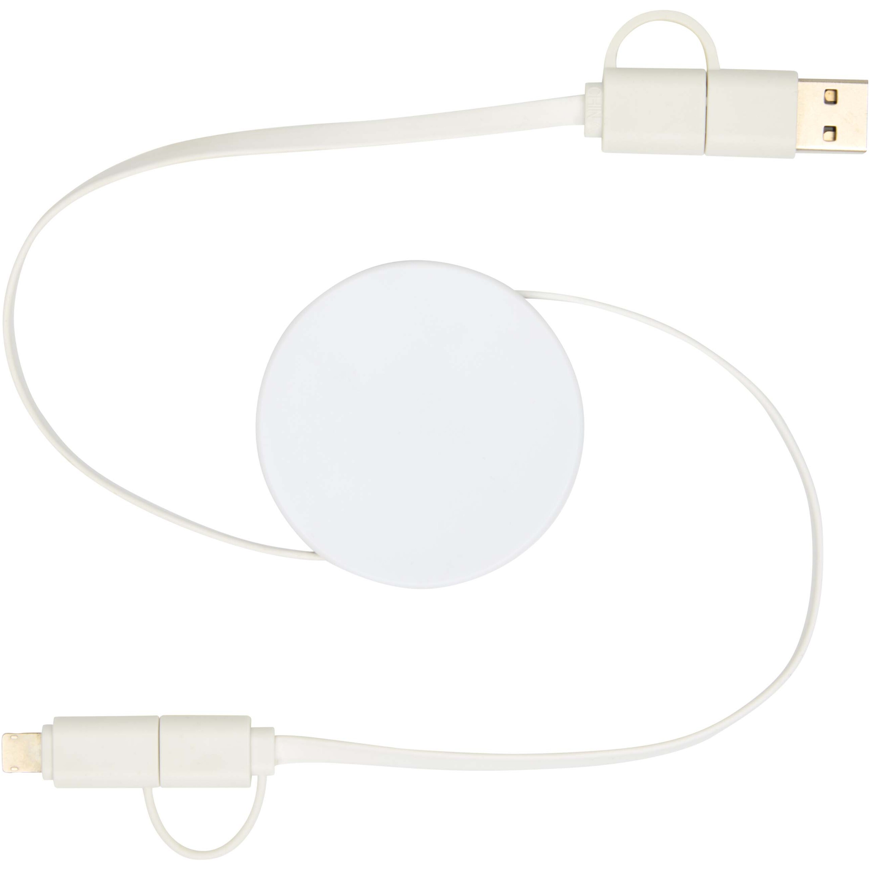 PF Concept 124430 - Câble rétractable 5 en 1 Citala en plastique recyclé de 90 cm pour la synchronisation des données et la charge rapide de 40 W