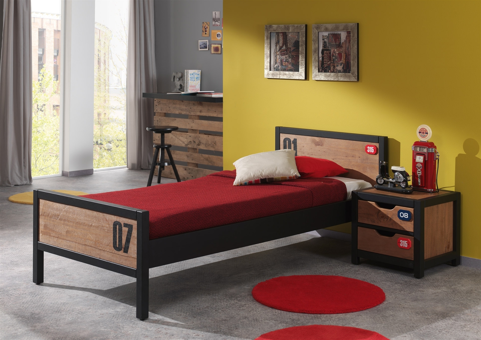 Einzelbett ALEX - teilmassiv - 90x200 cm