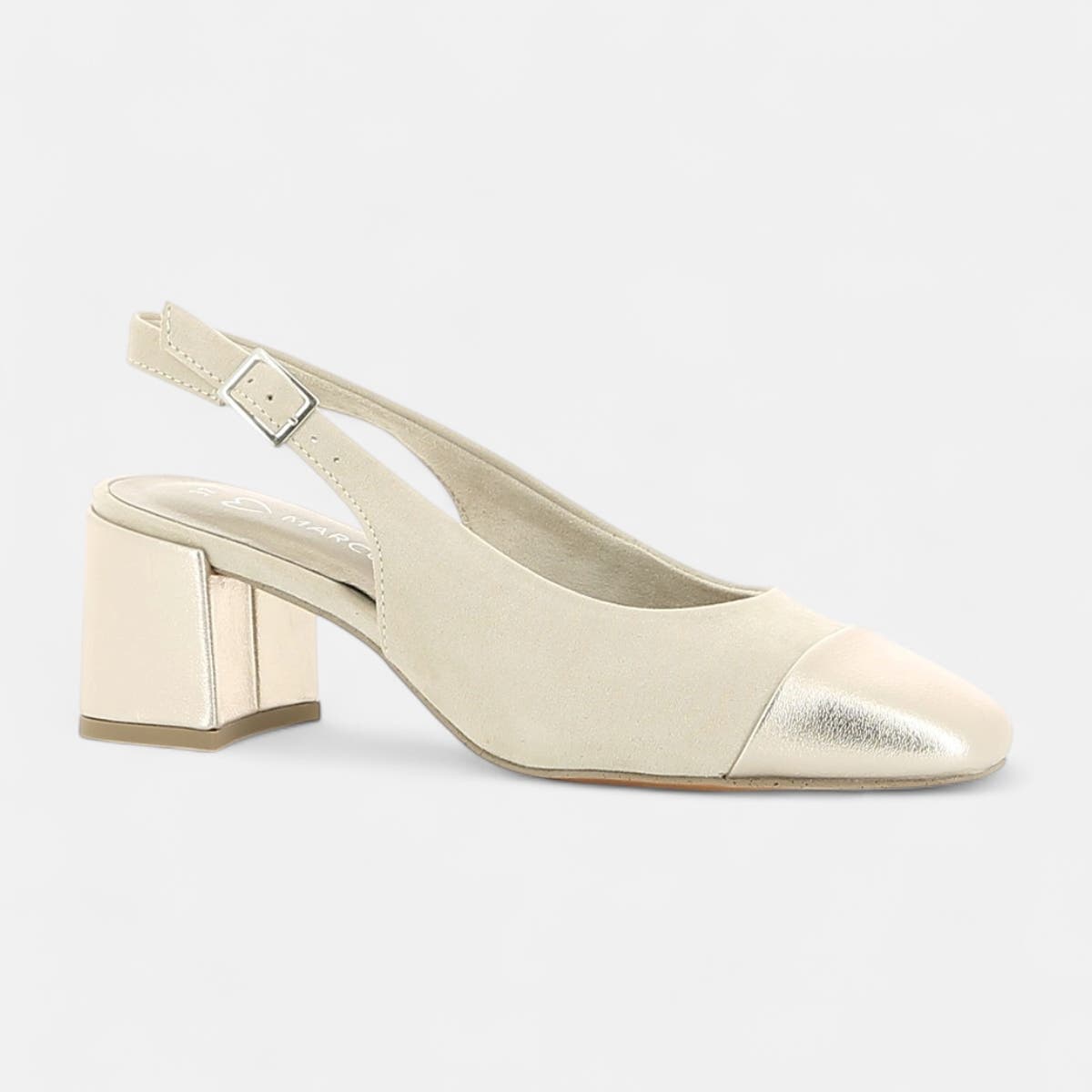 Escarpins avec bride arrière à talon Femme beige