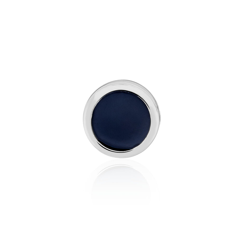 Boucle D'oreille Puce Unitaire Maurus Argent Blanc Email