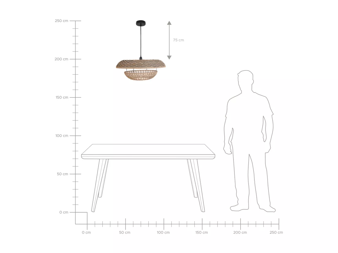Lampe suspension KIDEPO Papier Marron