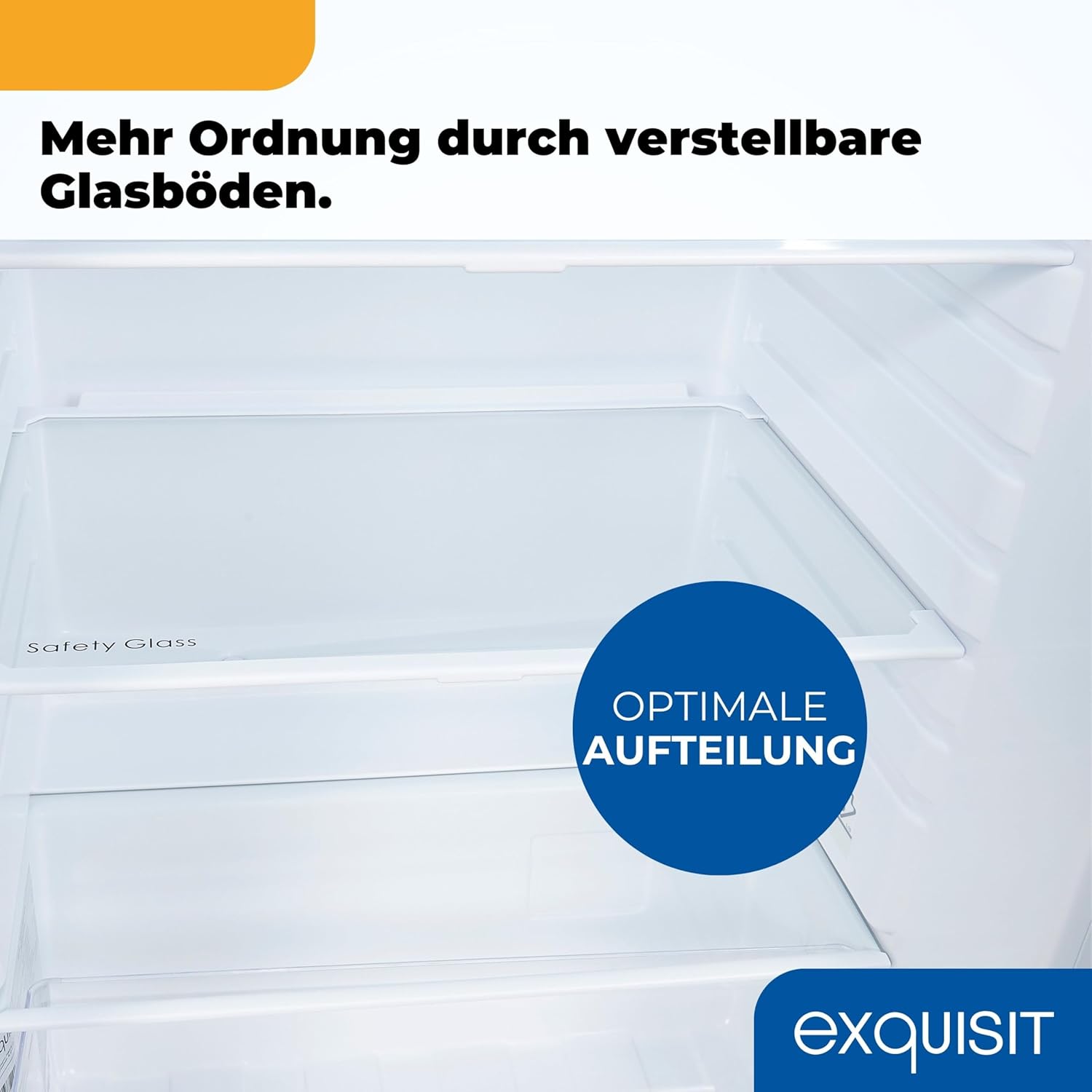 Exquisit Vollraumkühlschrank | 127 l Nutzinhalt, Energieklasse E, 39 dB(A) | kompakte Bauform, LED-Beleuchtung, Glasablagen, Gemüseschublade, manuelle Temperaturregelung | KS516-V-040E weiss
