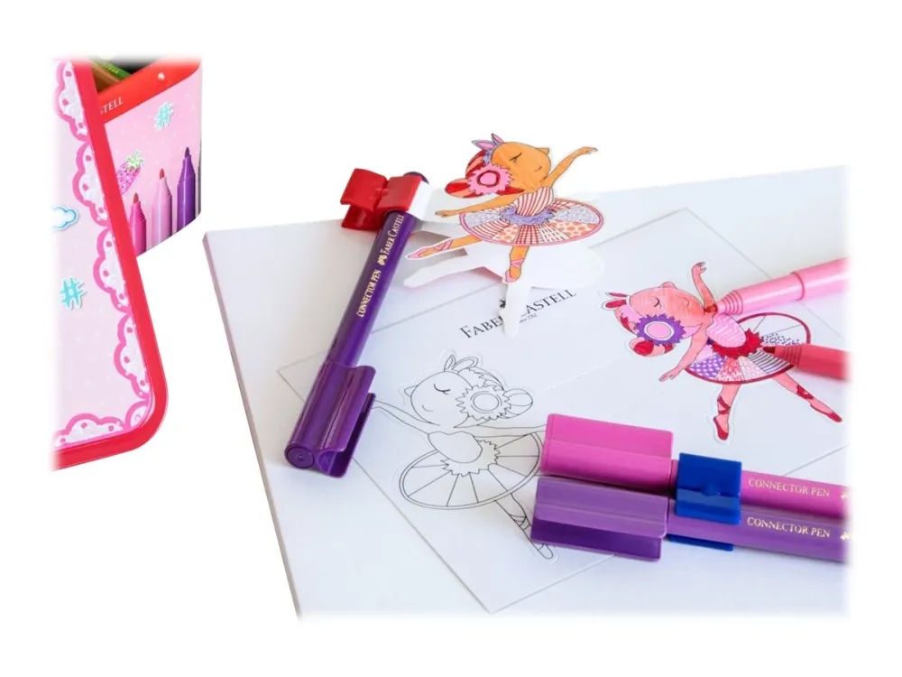 Faber-Castell Connector Ballerina tusser - med 33 stk. ass. farver i metalæske