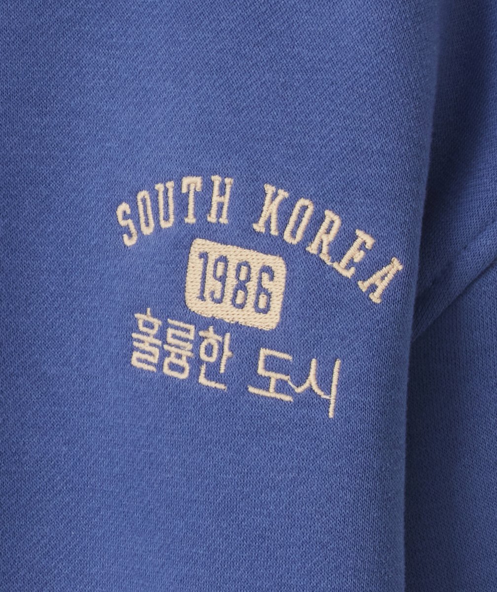 SWEAT GARÇON EN FIBRES RECYCLÉES VIOLET AVEC MOTIFS THÈME KOREA