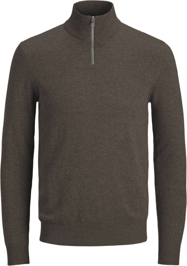 Jack & Jones JJEEMIL KNIT HALF ZIP NOOS Mulch/twist