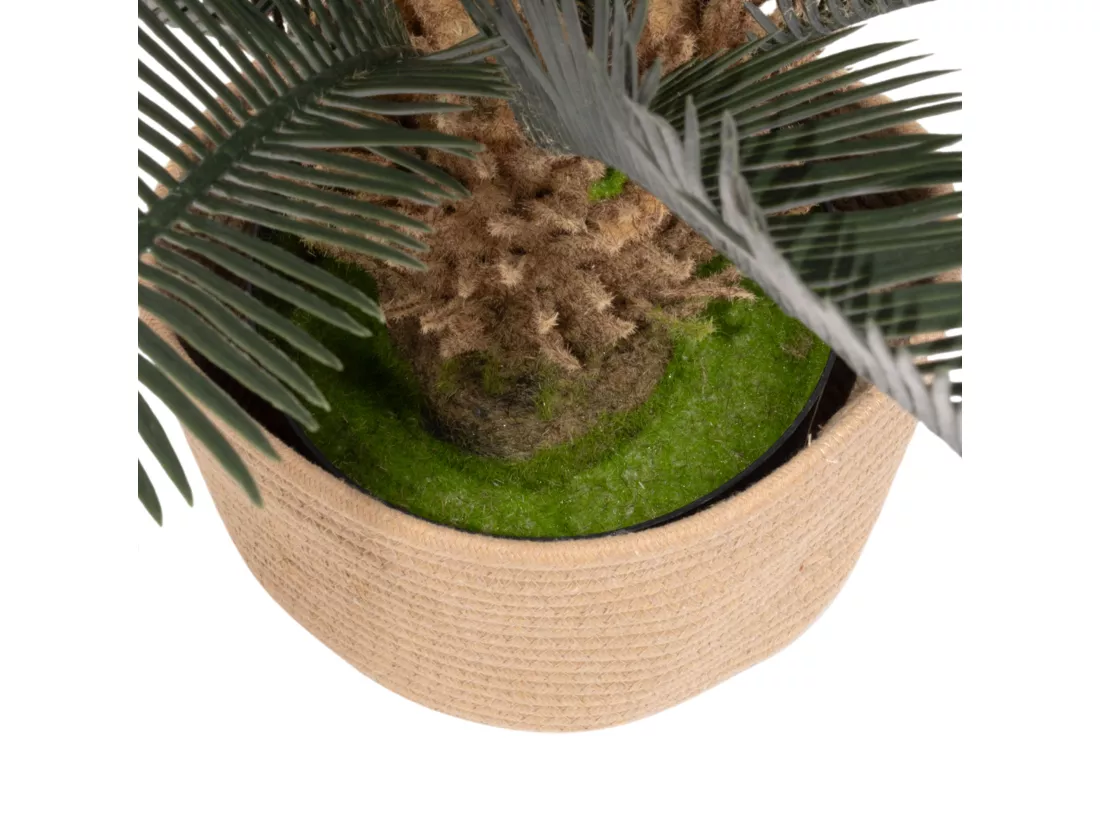 Cycas 85 - Plante Tropicale Artificielle Décorative Cycas H85 cm pour Intérieur Extérieur avec Pot Beige
