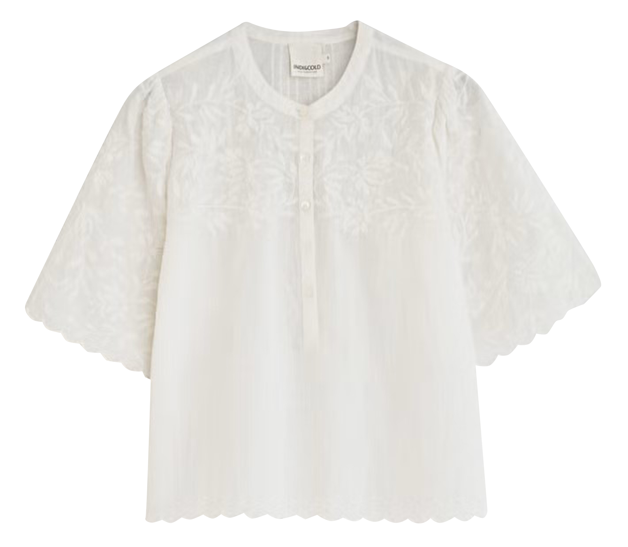 Blouse col rond en coton | Blanc