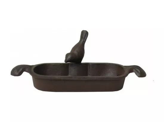 Mangeoire à oiseaux abreuvoir jardin fonte marron 26cm