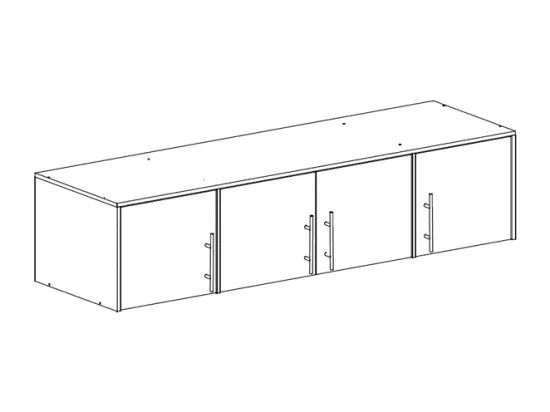 Armoire 4 portes et 3 tiroirs - Avec miroirs - L196 cm - Blanc + Réhausse - LIZANDRO