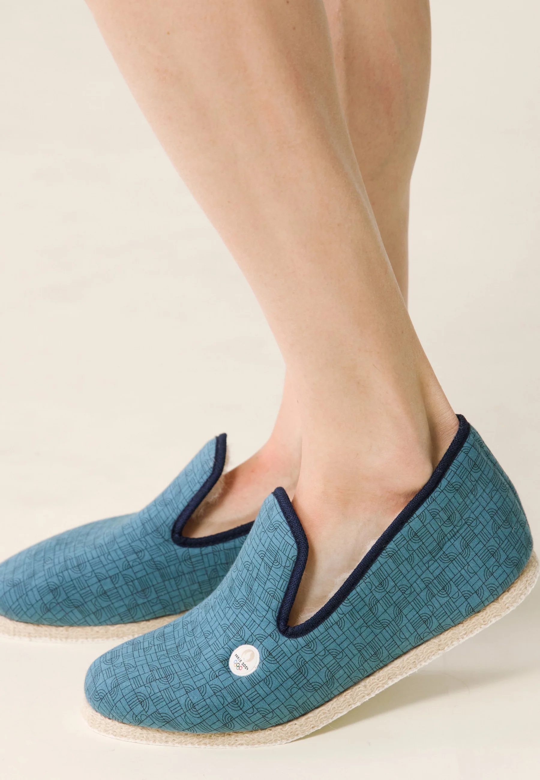 Chaussons d'intérieur en laine-Charentaise imprimé Athlète