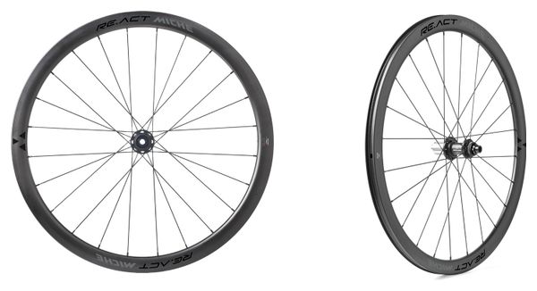 Paire de Roues Miche RE.ACT DX 38-38 Tubeless 700 Disc | 12x100mm | 12x142mm | Centerlock
