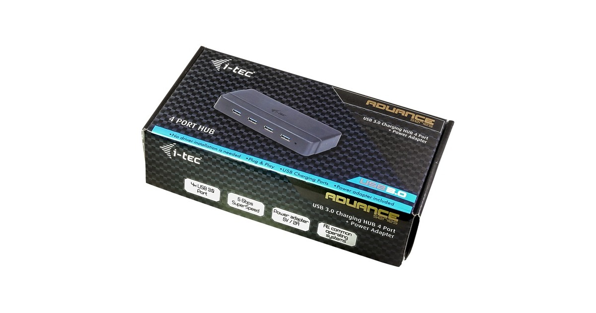 i-tec4-Port USB 3.0 Charging usb-hub  (Zwart, incl. Power Adapter)