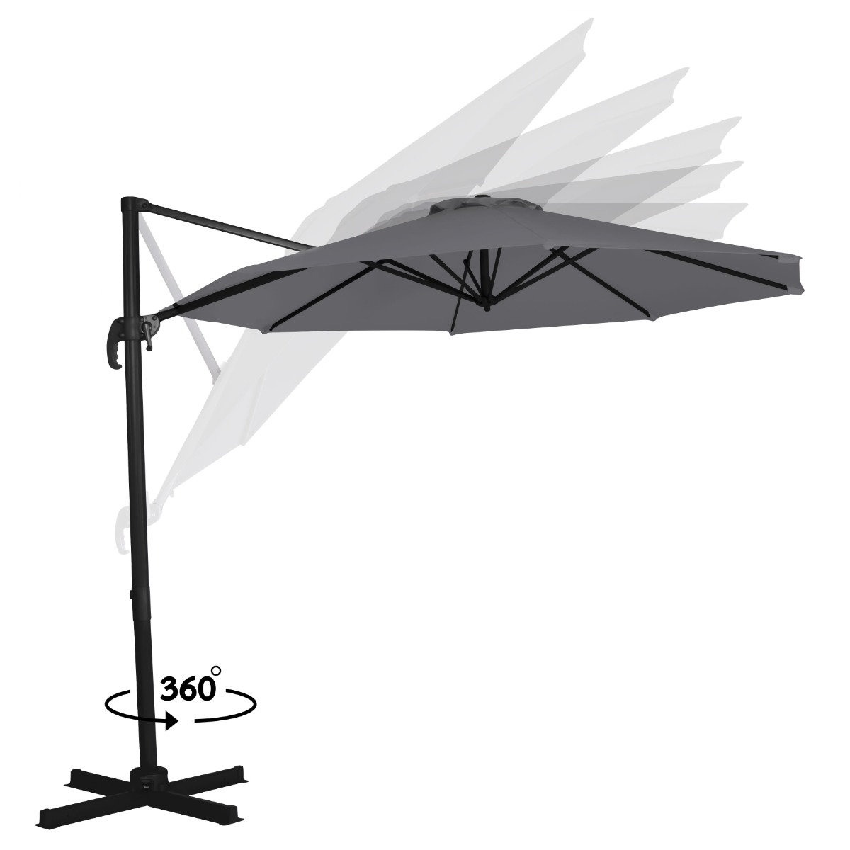 VONROC Bardolino Ø300 cm Premium zweefparasol - Grey