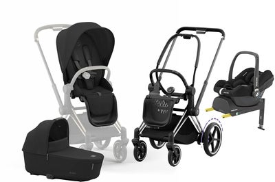 Cybex e-Priam Duovogn inkl. Maxi-Cosi CabrioFix & Base, Sepia Black/Chrome Black