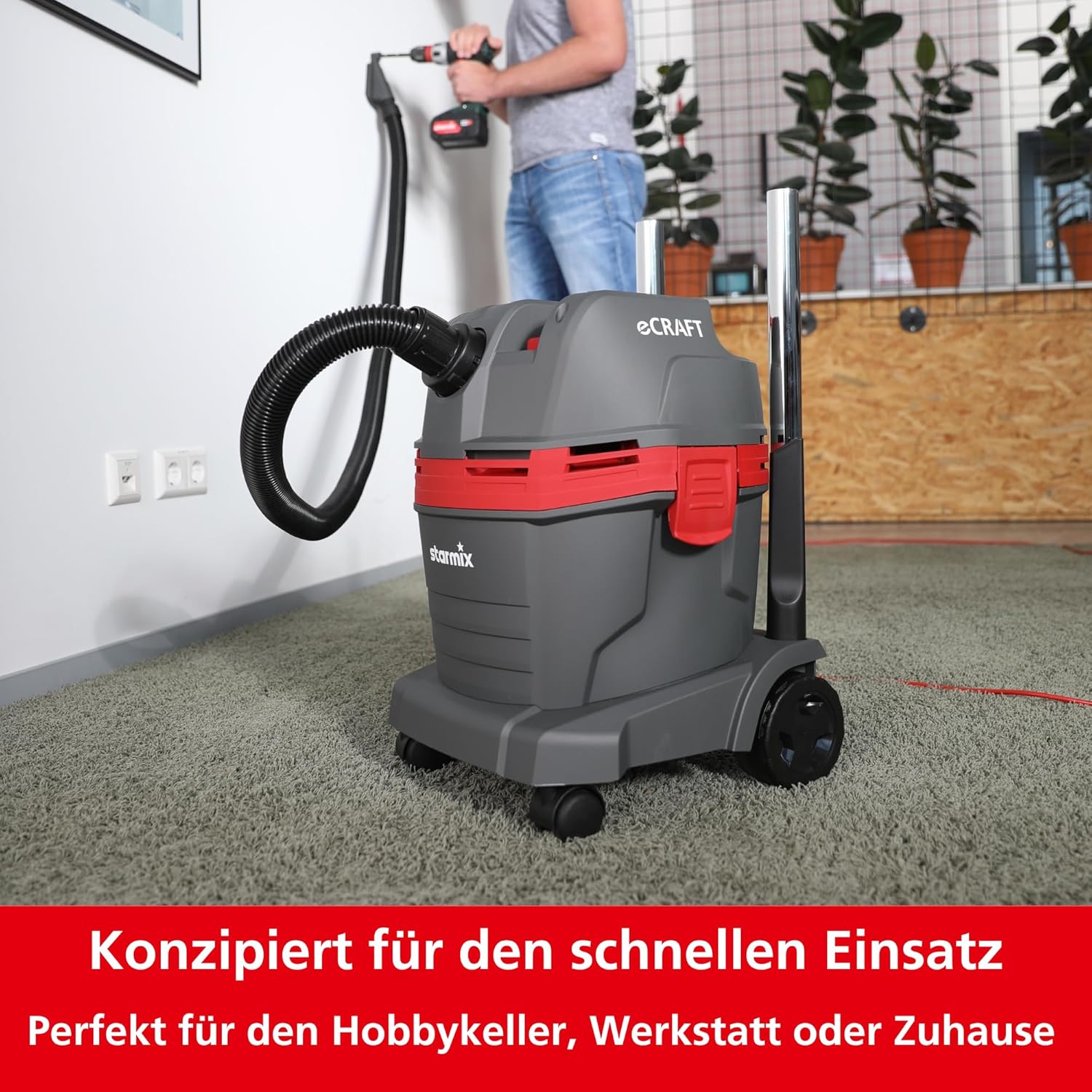 starmix eCraft PL-1422 EWR - Nass-/Trockensauger Staubklasse L, 1400 W, 22 L - Allessauger mit Filterabreinigung & Blasfunktion, kompakt, leicht & intuitiv, 9,5 m Aktionsradius für Büro, Auto, Garage
