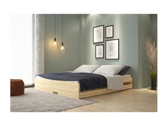 JESSICA - Lit Gigogne 3 Couchages 90x200cm Bois Massif Vernis Naturel